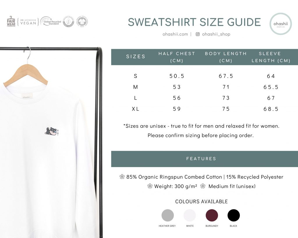 ohashii sweatshirt size guide & feature (2)