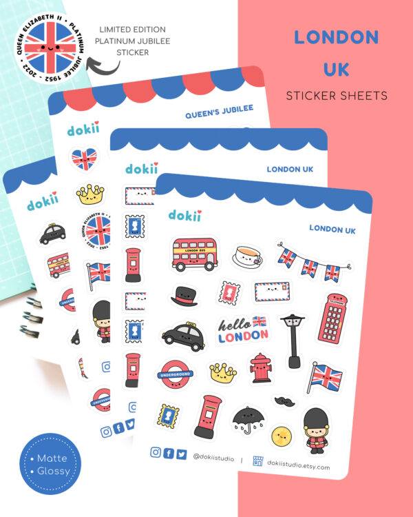 LONDON queen's jubilee sticker sheet dokii x ohashii
