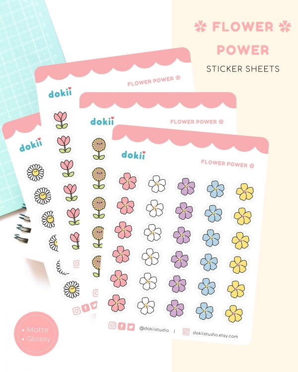 flower power sticker sheets dokii x ohashii