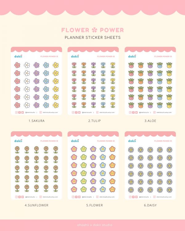 flower power sticker sheets dokii x ohashii (2)