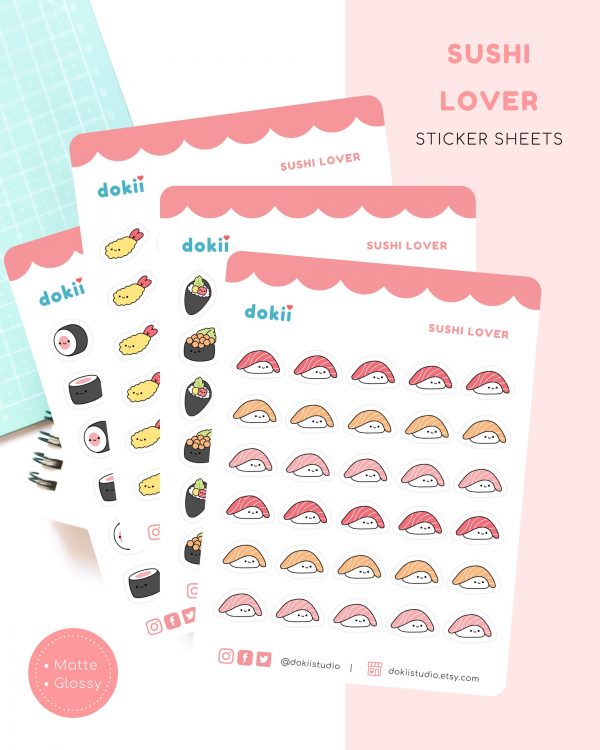 sushi lover sticker sheets dokii x ohashii
