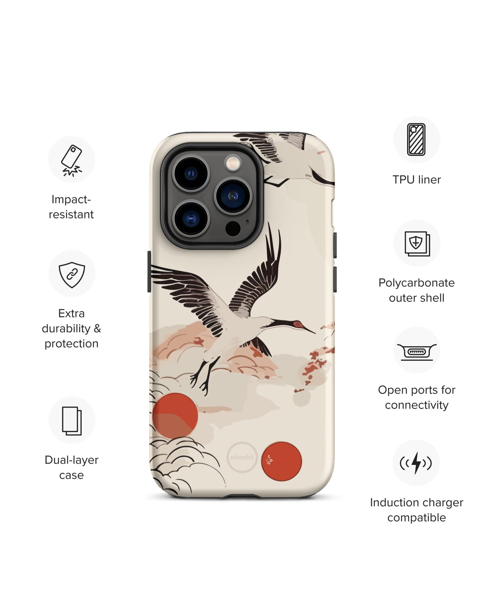 ohashii phone case WHITE CRANE 2