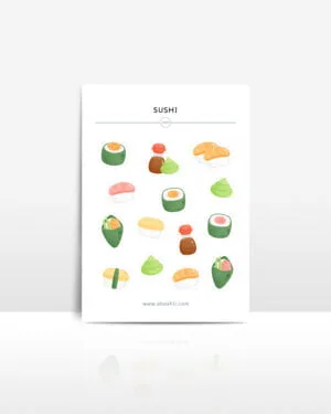 ohashii sticker sheet SUSHI 2 MOCK UP