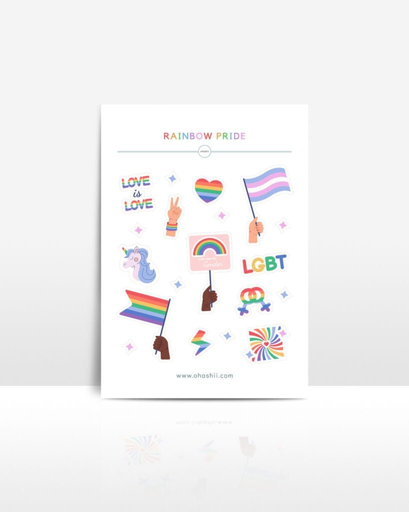 Pdf Pride Sticker Rainbow Pride Sticker Sheet | Pride Month Stickers June - ohashii