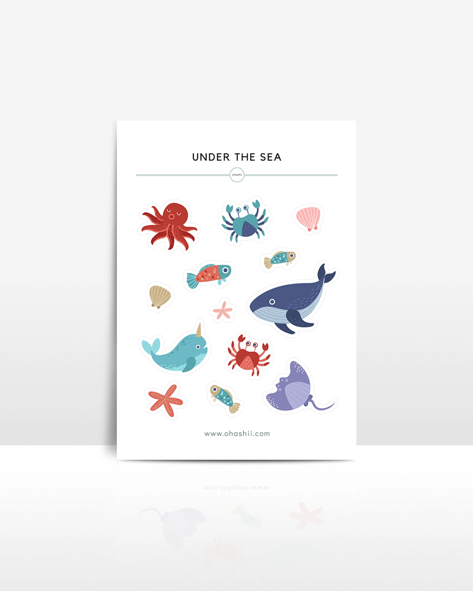 ohashii sticker sheet UNDER THE SEA MOCK UP