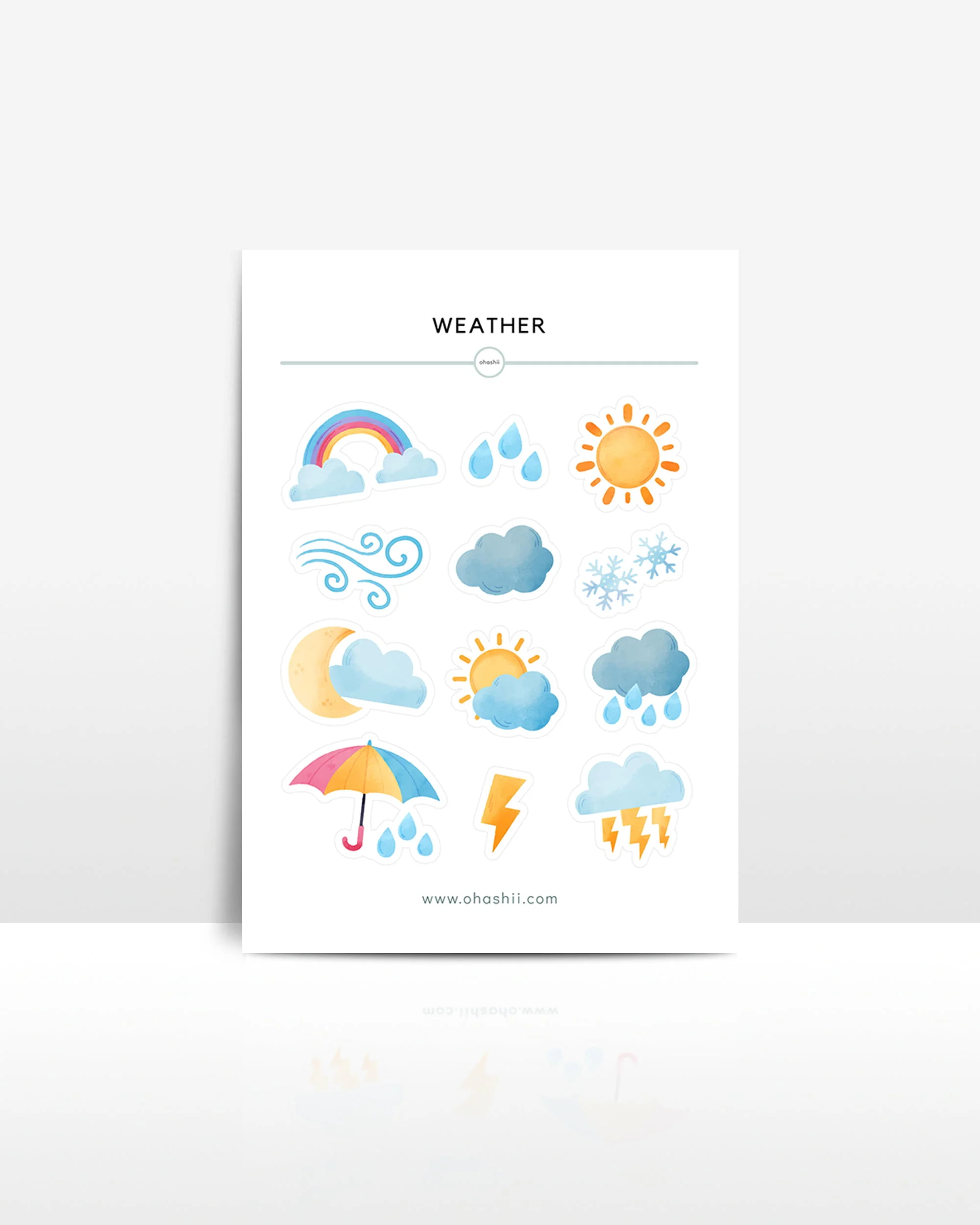 ohashii sticker sheet WEATHER MOCK UP