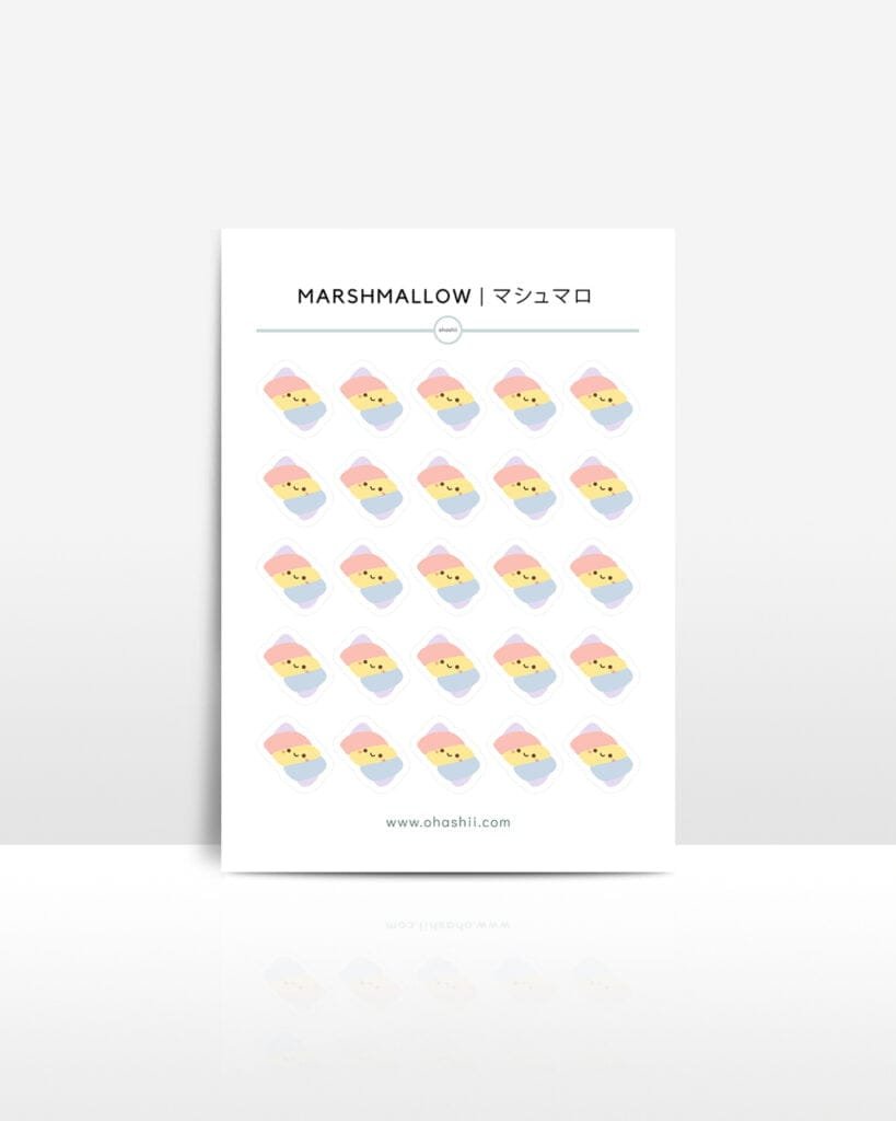 Marshmallow マシュマロ | Sticker Sheet - Kawaii Sweets Sticker - ohashii