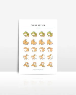 SHIBA ANTICS 2 MKP sticker sheet ohashii