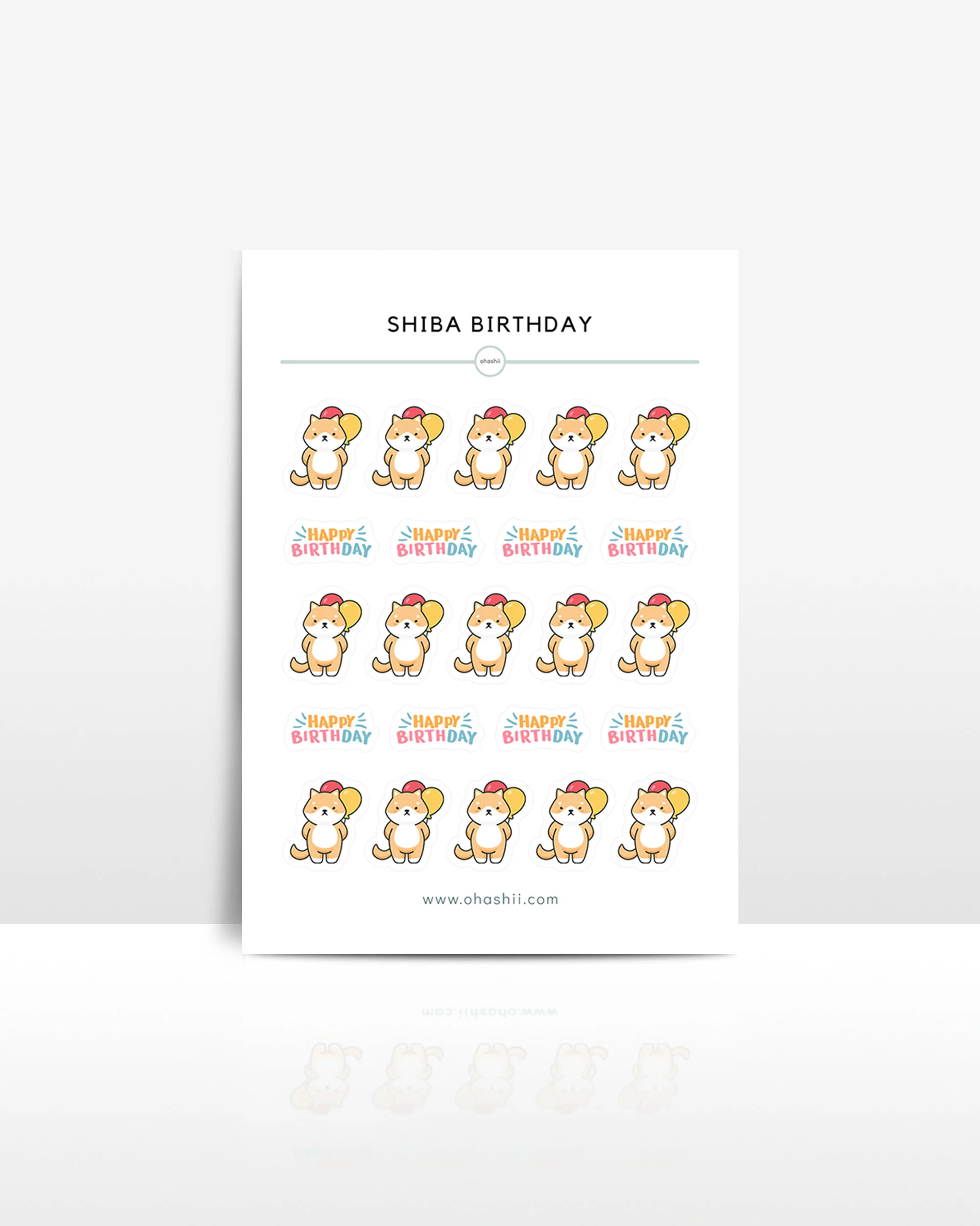 SHIBA BIRTHDAY MKP sticker sheet ohashii